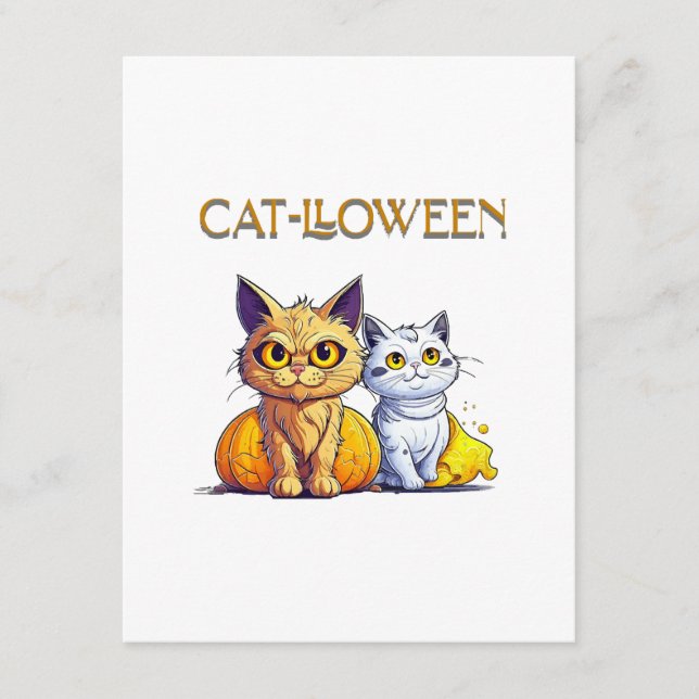 Carte D'accompagnement Chat Halloween  (Devant)