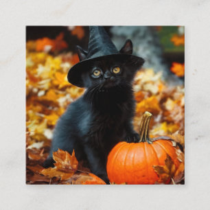Carte D'accompagnement Chat noir d'Halloween et Citrouille