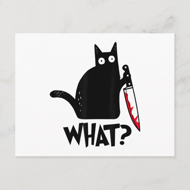 Carte D'accompagnement Chat Qu'est-ce que_ Drôle Chat Noir  (Devant)