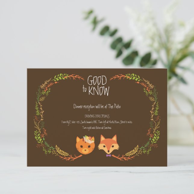 Carte D'accompagnement Chat Whimsland et Mariage Fox (Debout devant)