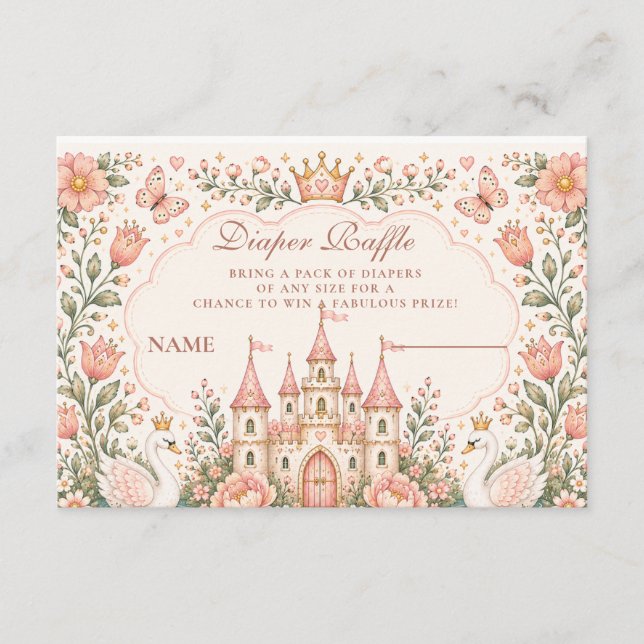Carte D'accompagnement Château de Conte de Fée Fantaisiste Tirage au Sort (Devant)