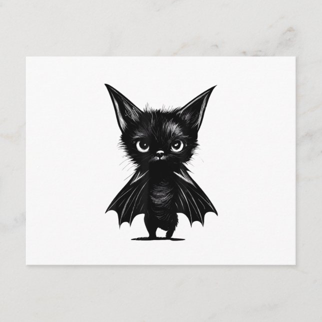 Carte D'accompagnement Chaton Noir Grumpy Halloween En Costume De Chat (Devant)