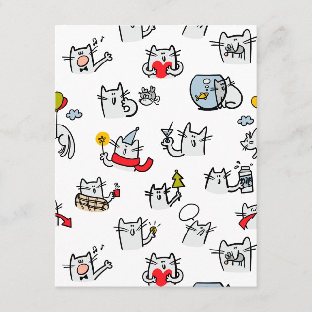 Carte D'accompagnement Chats amusants, lait et magie. (Devant)