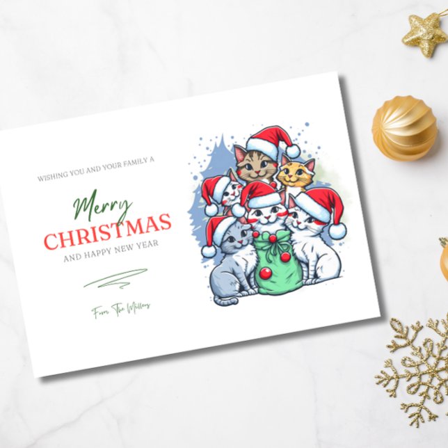 Carte D'accompagnement Chats Joyeux Noël, Meowny Noël, Drôle cadeau (Créateur téléchargé)