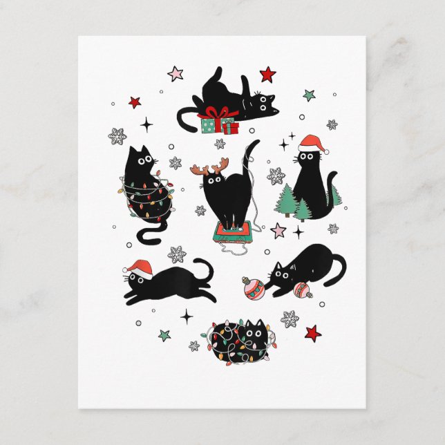 Carte D'accompagnement Chats noirs de Noël (Devant)