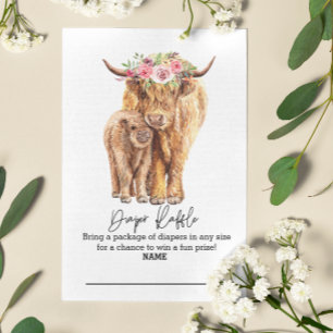 Carte D'accompagnement Chaudière Raffle Highland Cow Boîtier floral