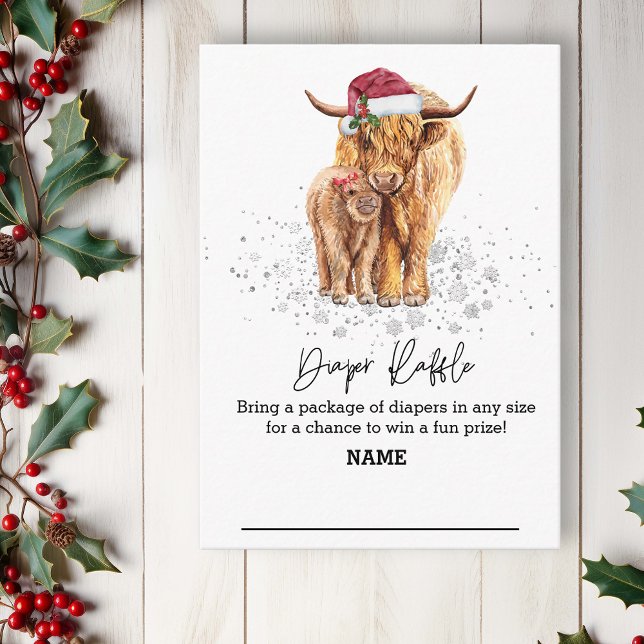 Carte D'accompagnement Chauffage Raffin Noël Vache hivernale Highland (Créateur téléchargé)