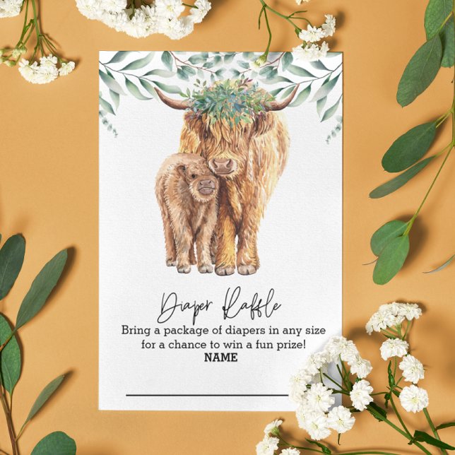 Carte D'accompagnement Chauffage Raffle Highland Cow Eucalyptus (Créateur téléchargé)