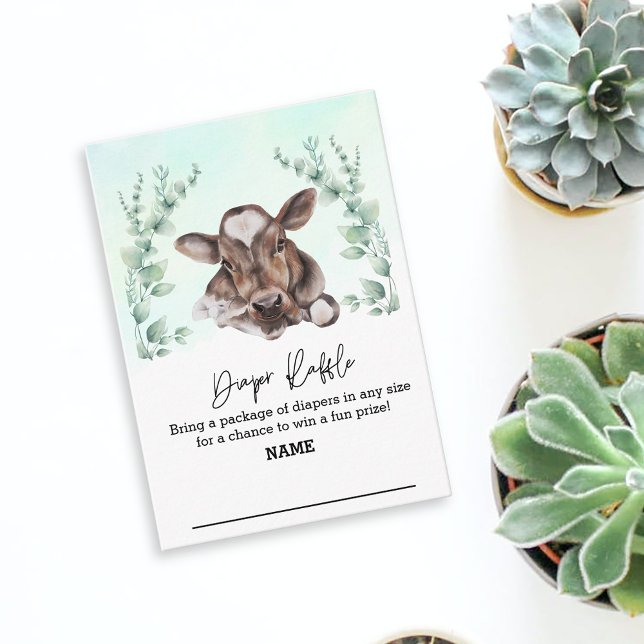 Carte D'accompagnement Chauffeur Raffin Vache Ferme de veau Eucalyptus (Créateur téléchargé)