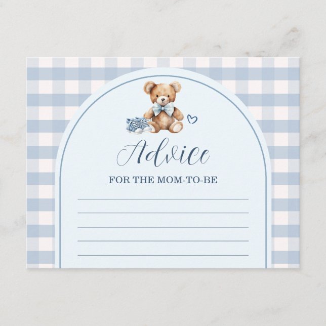Carte D'accompagnement Chaussures bébé à motif Gingham Bearly Wait Consei (Devant)