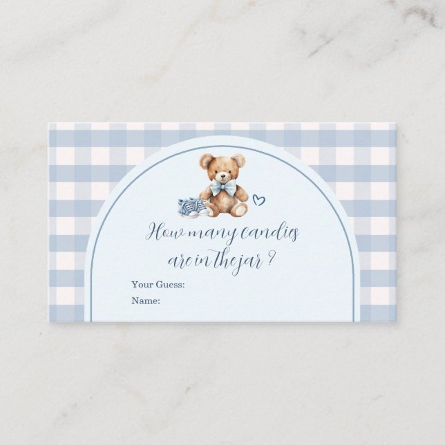 Carte D'accompagnement Chaussures Bébé Gingham Combien De Bonbons On Atte (Devant)
