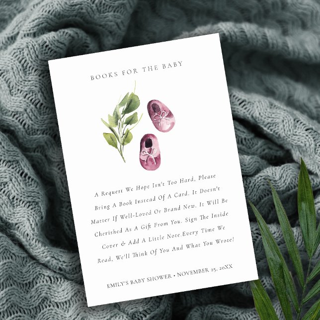 Carte D'accompagnement Chaussures feuillus mignonnes roses Livres pour Ba (Créateur téléchargé)