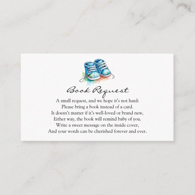 Carte D'accompagnement Chaussures pour bébés | Blue Boy Baby shower Deman (Devant)