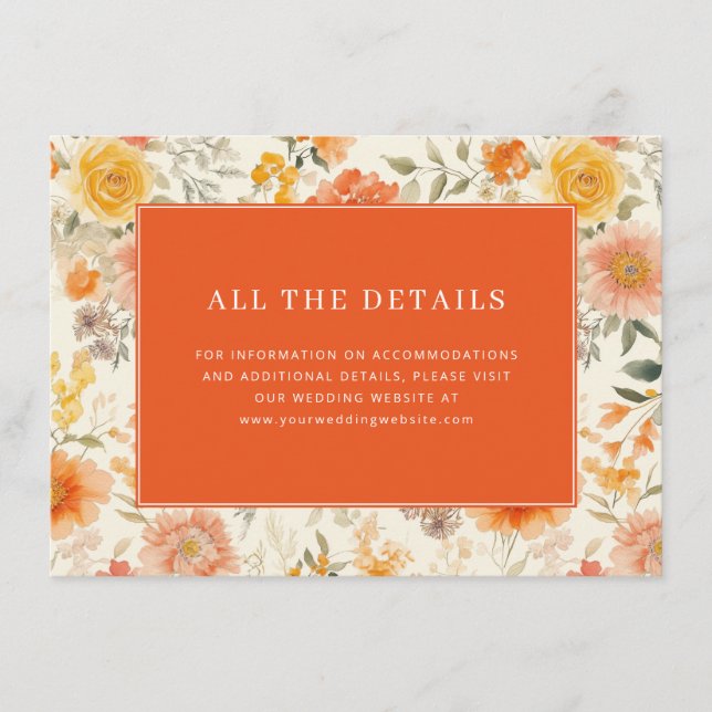 Carte D'accompagnement Cheerful Orange Floral (Devant)