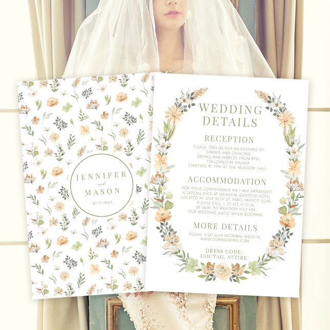 Carte D'accompagnement Chemise fleurie chaude jardin détails de mariage c (Créateur téléchargé)