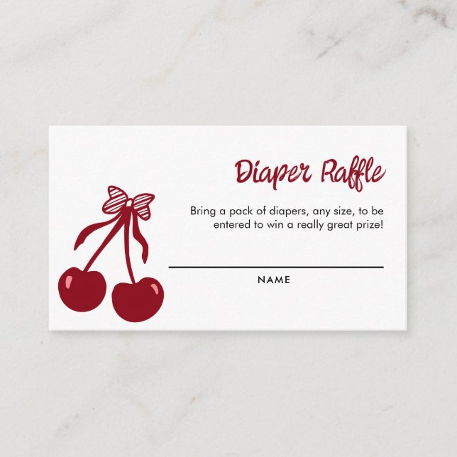 Carte D'accompagnement Cherry Baby Shower Diaper Raffle Ticket Game (Devant)