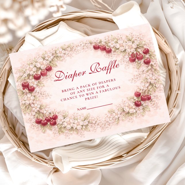 Carte D'accompagnement Cherry Bloom Floral Diapper Raffle (Créateur téléchargé)