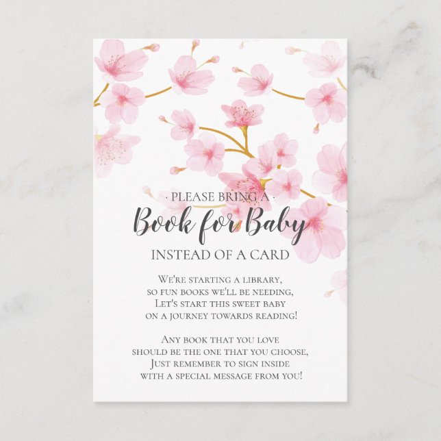 Carte D'accompagnement Cherry Blossom Baby shower floral livre pour bébé (Devant)