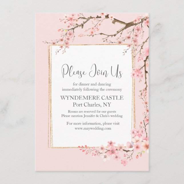 Carte D'accompagnement Cherry Blossom Mariage (Devant)