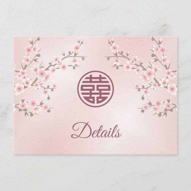 Carte D'accompagnement Cherry Blossom Mariage chinois rose (Devant)