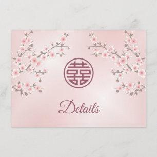 Carte D'accompagnement Cherry Blossom Mariage chinois rose