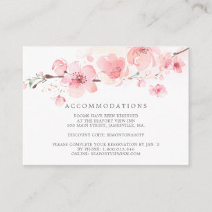Carte D'accompagnement Cherry Blossom Rose Floral Mariage Logement