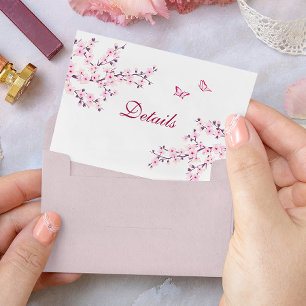 Carte D'accompagnement Cherry Blossom Rose White Détails du Mariage