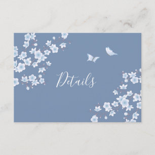 Carte D'accompagnement Cherry Blossom White Dusty Blue Détails du Mariage