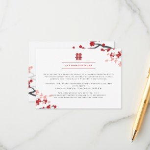 Carte D'accompagnement Cherry Blossoms & Double Bonheur Mariage chinois