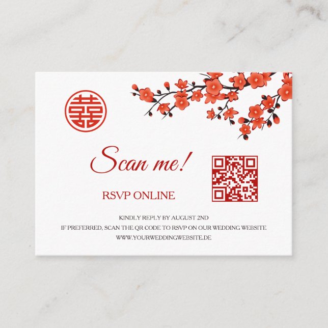 Carte D'accompagnement Cherry Blossoms RSVP en ligne | Code QR (Devant)
