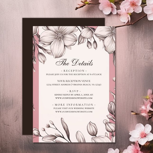 Carte D'accompagnement Cherry Blossoms Spring Floral Détails du Mariage (Cherry Blossoms Spring Floral Wedding Details Enclosure Card)