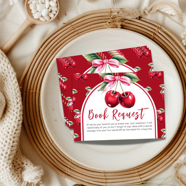 Carte D'accompagnement Cherry Coquette Bow Girl Baby shower Demande de ré (Créateur téléchargé)