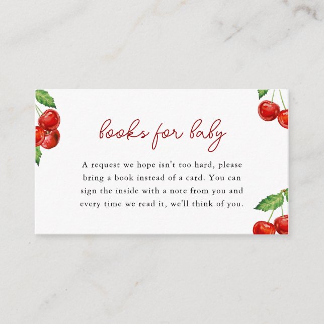 Carte D'accompagnement Cherry sur le Baby shower supérieur Livres pour bé (Devant)