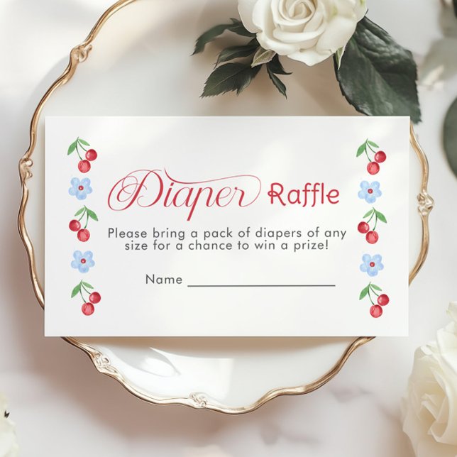 Carte D'accompagnement Cherry sur le dessus Bleu Bow Billet de tombole (Créateur téléchargé)