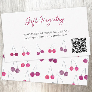 Carte D'accompagnement Cherry Watercolo Baby shower Cadeau Registre QR Co