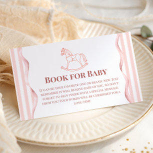 Carte D'accompagnement Cheval à Bascule Rose Vintage Livre Pour Baby Show