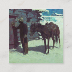 Carte D'accompagnement Cheval et Cowboy neige hivernale