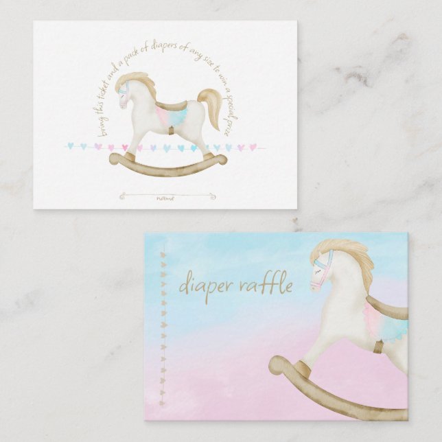 Carte D'accompagnement Cheval Rocheux Bleu rose Genre Neutre Bébé Bébé co (Devant / Derrière)