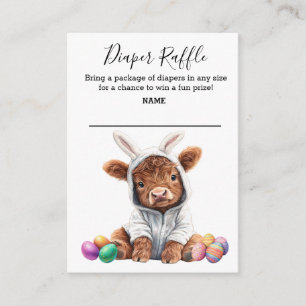 Carte D'accompagnement Chevalier Raffle Baby Highland Cow Lapin de Pâques