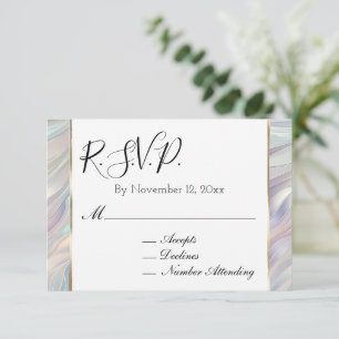 Carte D'accompagnement Chic Aqua Blue Purple Pearl Blanc Mariage RSVP