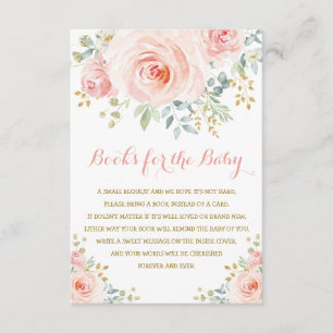 Carte D'accompagnement Chic Aquarelle Blush rose Floral Baby shower fille