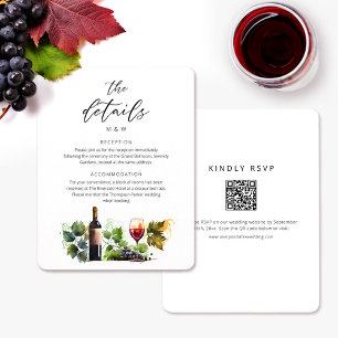 Carte D'accompagnement Chic Aquarelle Script Détails du vin RSVP QR Code