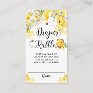 Carte D'accompagnement Chic Bees Jaune Baby shower Floral Raffle de couch