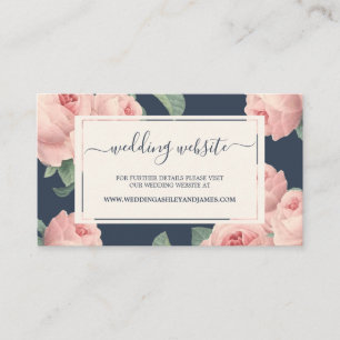 Carte D'accompagnement Chic bleu foncé rose rose rose Vintage Mariage