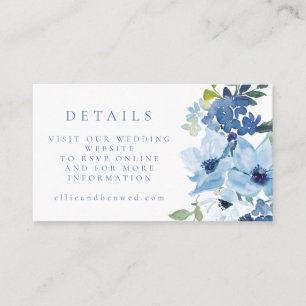 Carte D'accompagnement Chic Blue Aquarelle Floral Mariage Website