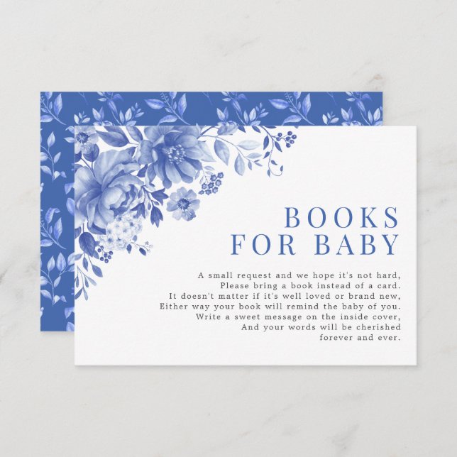 Carte D'accompagnement Chic Blue White Chinoiserie Garden Livres pour béb (Devant / Derrière)
