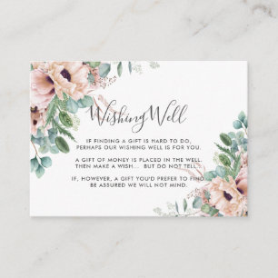 Carte D'accompagnement Chic Blush Floral Eucalyptus Mariage Wishing well