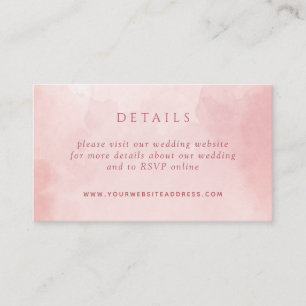 Carte D'accompagnement Chic Blush Pink Aquarelle Mariage Détails Site Web