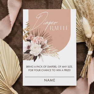 Carte D'accompagnement Chic Bohème Aquarelle Floral Baby Diaper Raffle