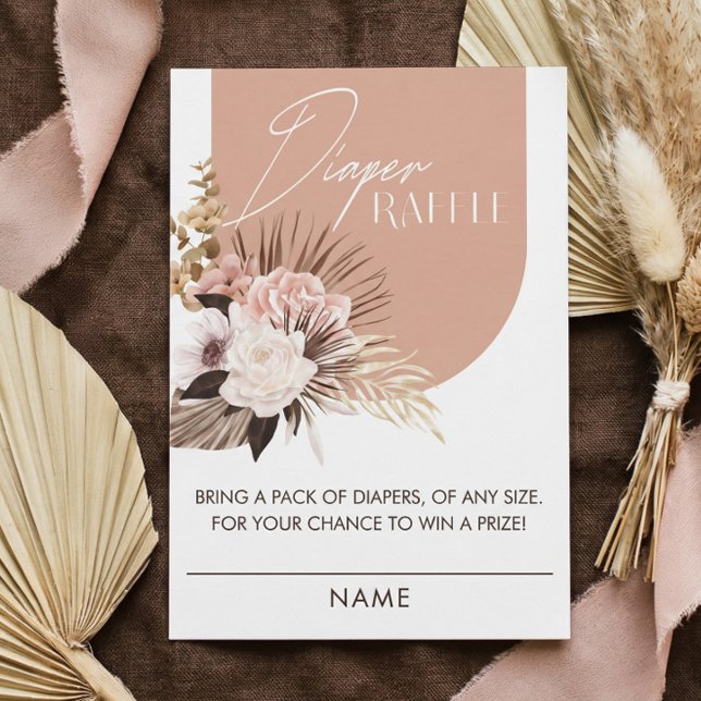 Carte D'accompagnement Chic Bohème Aquarelle Floral Baby Diaper Raffle (Chic Boho Watercolor Floral Baby Diaper Raffle Enclosure Card)
